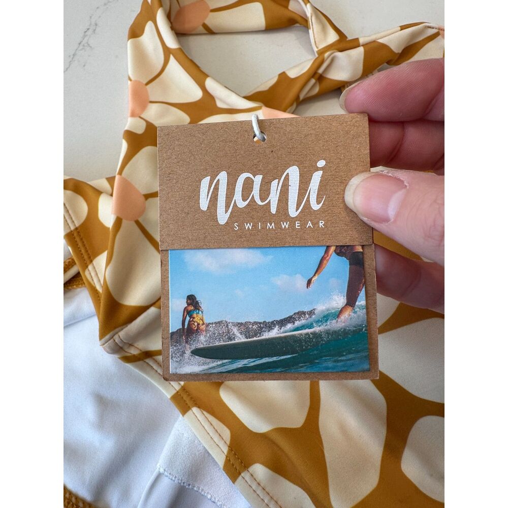 NWT Nani Swimwear Solis Cross Up Crop Yellow Floral Bikini Top Size XL - Picture 6 of 7